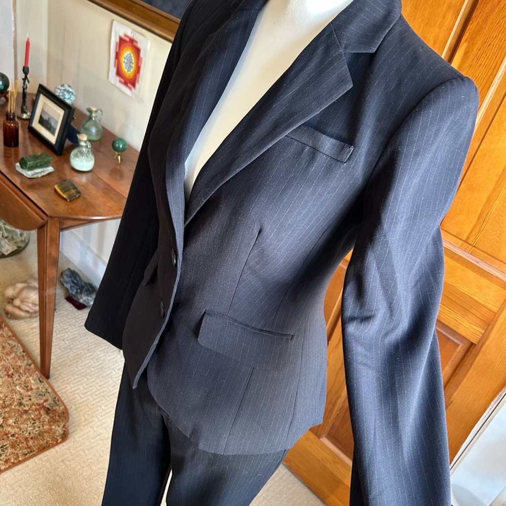 Banana Republic Black or Navy Blue Pinstripe Professional Pantsuit